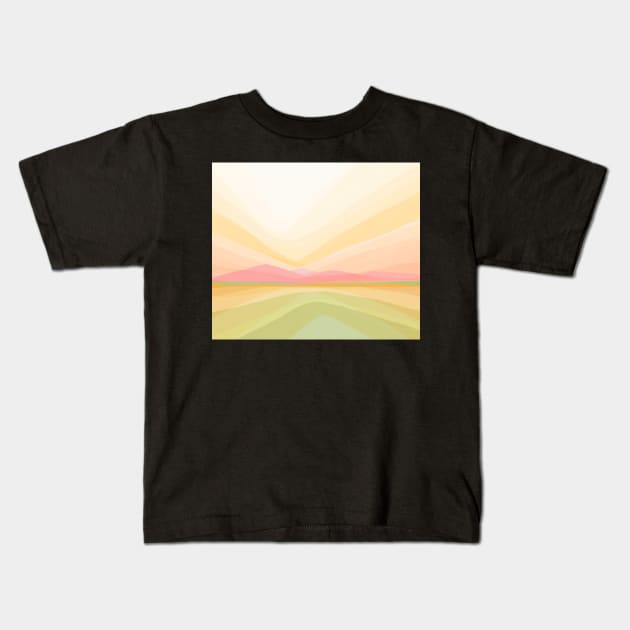 Green Waldorf landscape poster Kids T-Shirt by ColorsHappiness